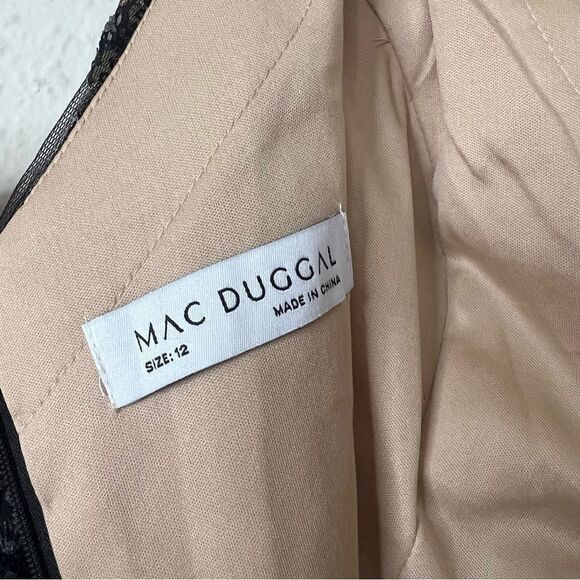 Mac Duggal Floral Embellished V-Neck Midi Dress With Shoulder Bow NEW Size 12 - Picture 12 of 12